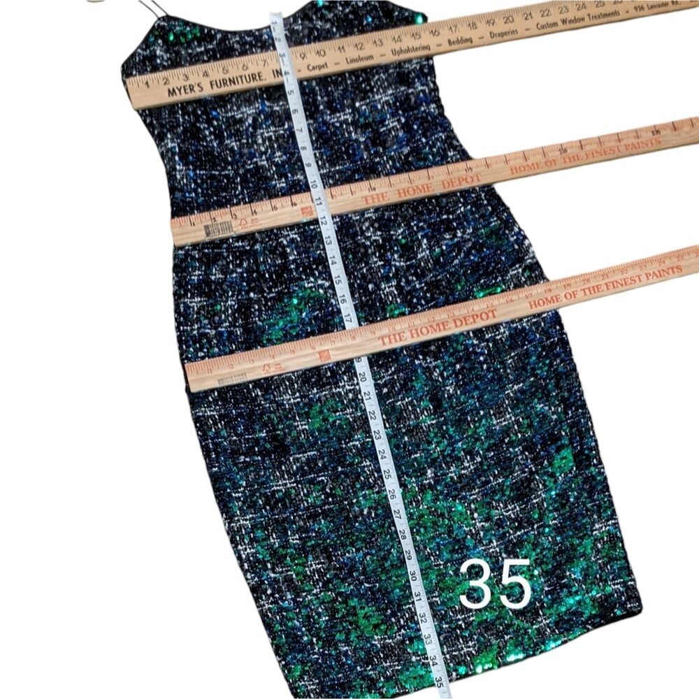Adrianna Papell sequin tweed dress size 4 spaghetti strap party event wedding - Picture 3 of 11
